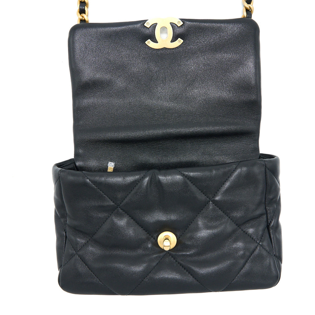 CHANEL SMALL 19 BAG LAMBSKIN BLACK MULTICOLOUR HARDWARE