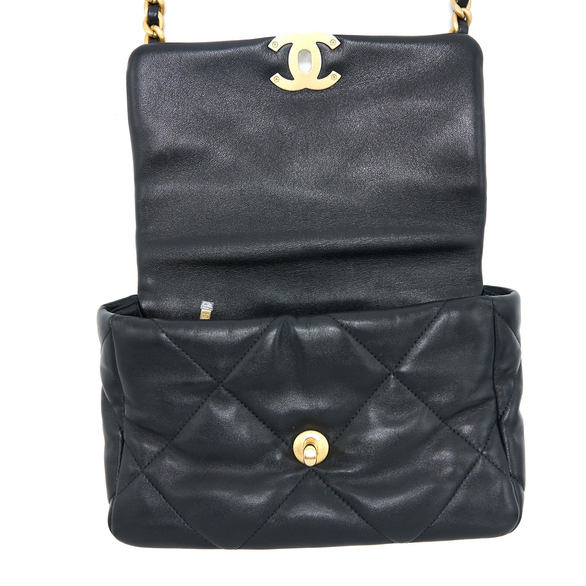 CHANEL SMALL 19 BAG LAMBSKIN BLACK MULTICOLOUR HARDWARE