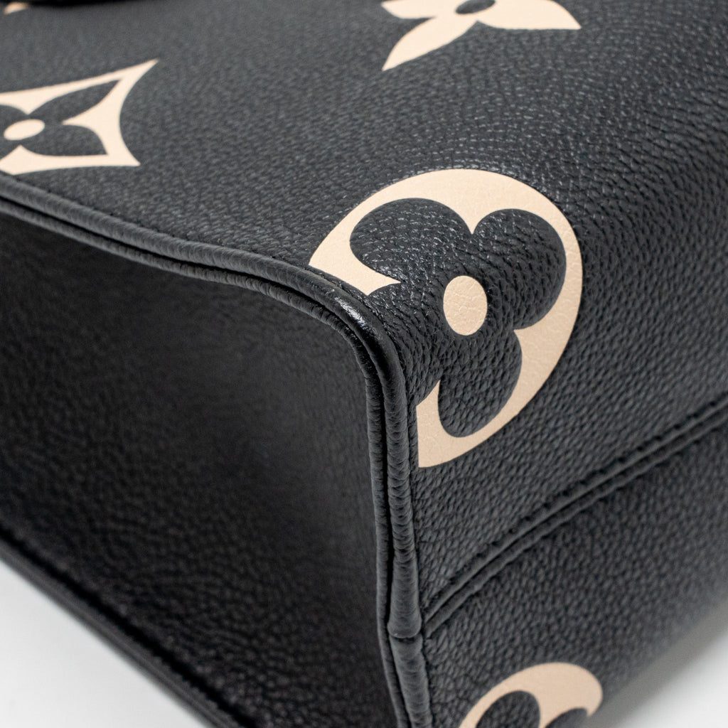 LOUIS VUITTON ONTHEGO BB BICOLOUR MONOGRAM EMPREINTE LEATHER BLACK/BEIGE GHW