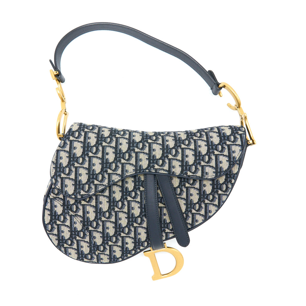 DIOR MEDIUM DIOR SADDLE BAG BLUE DIOR OBLIQUE JACQUARD GHW