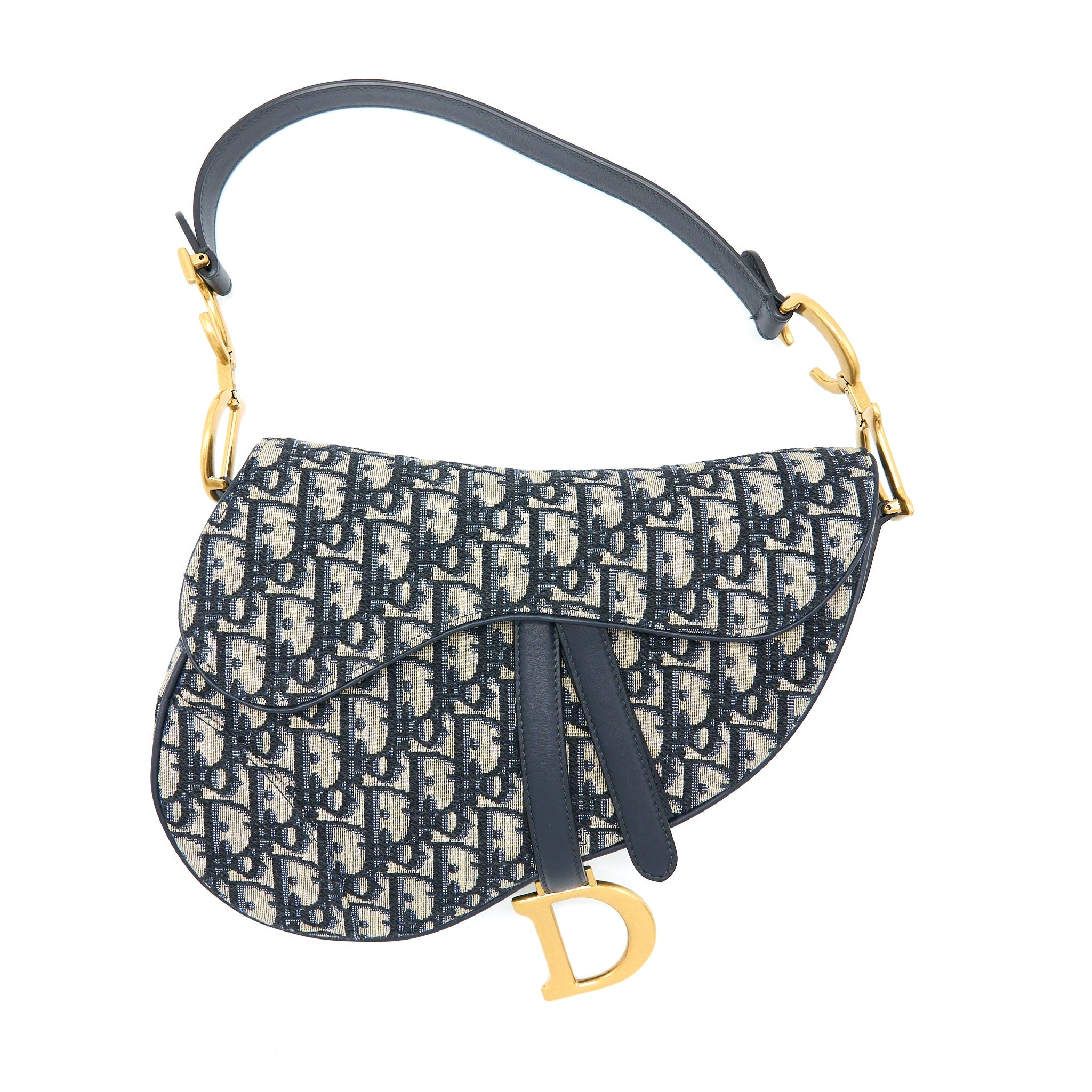 DIOR MEDIUM DIOR SADDLE BAG BLUE DIOR OBLIQUE JACQUARD GHW