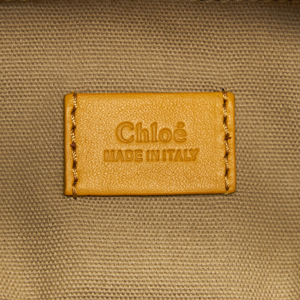 CHLOE ROY MINI LEATHER BUCKET BAG BURNING CAMEL