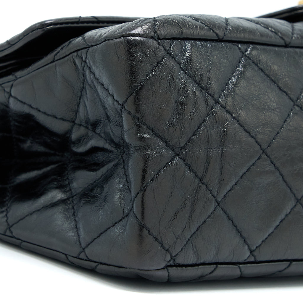 CHANEL 2.55 REISSUE 227 SHINY AGED CALFSKIN BLACK GHW