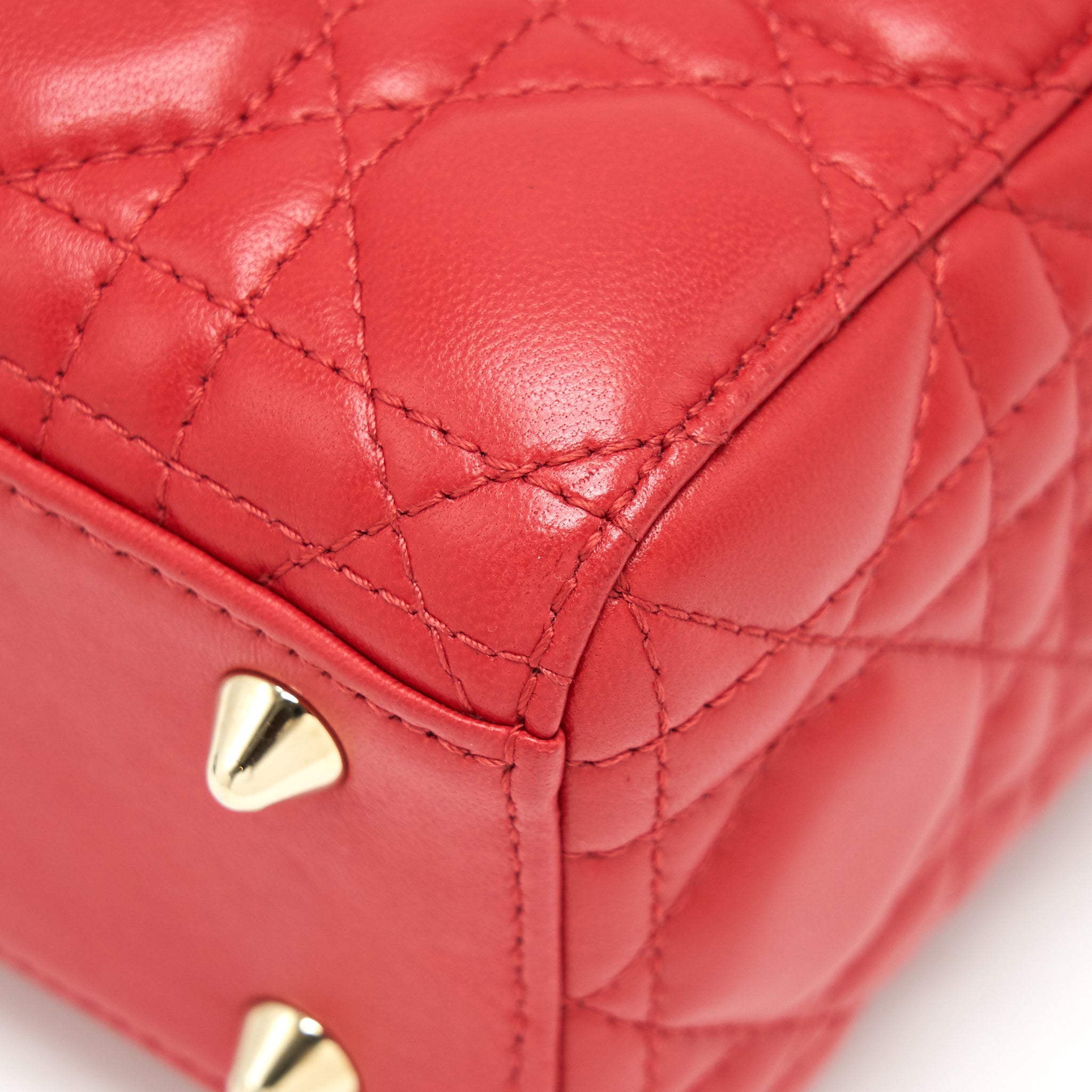 DIOR SMALL LADY DIOR BAG LAMBSKIN RED LGHW