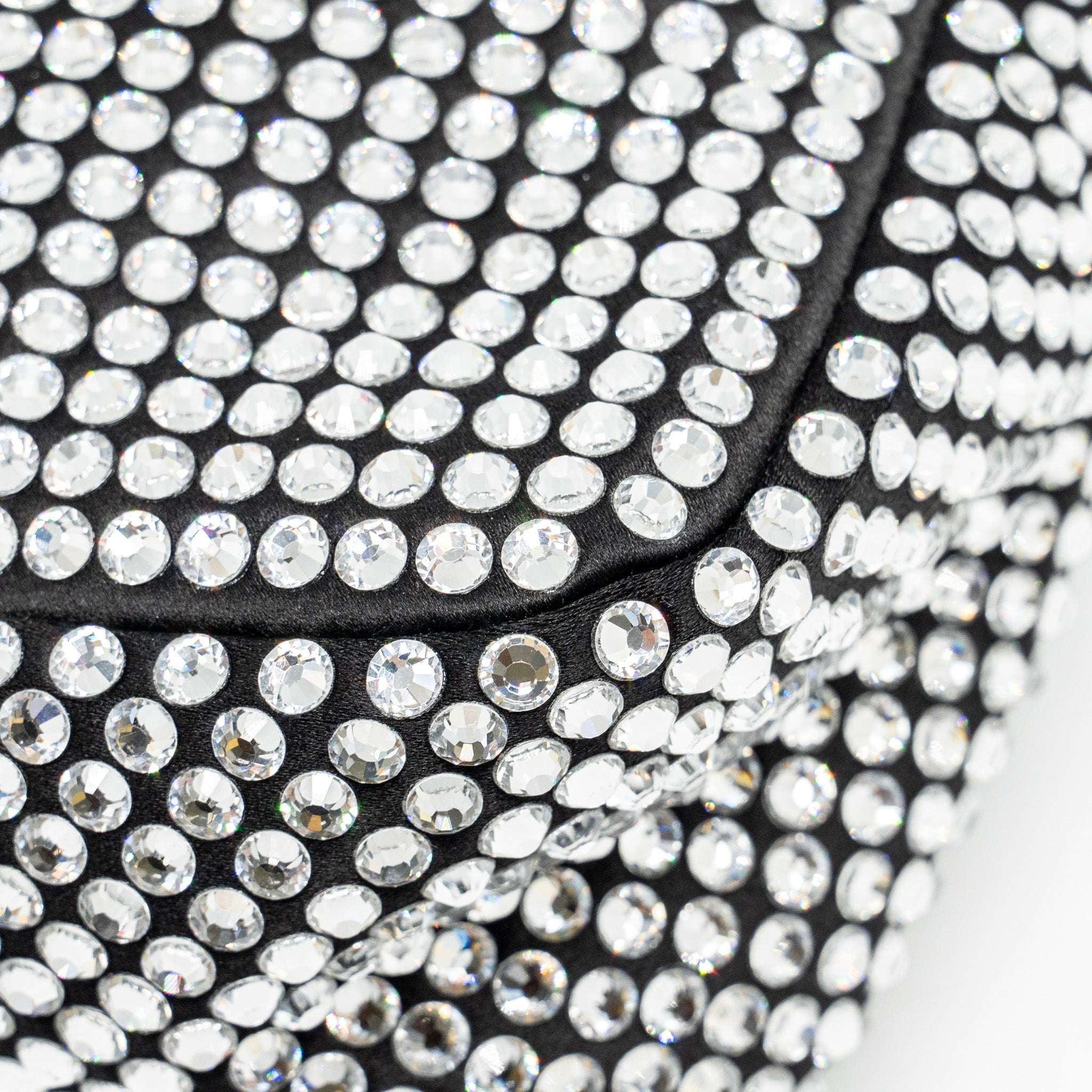 PRADA TRIANGLE POUCH CRYSTAL EMBELLISHED BLACK SHW