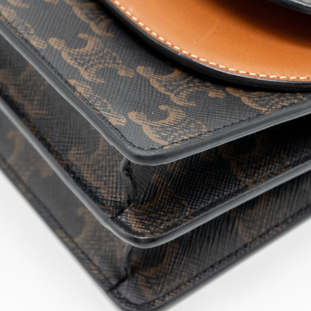 CELINE WALLET ON STRAP TRIOMPHE CANVAS/LAMBSKIN TAN GHW