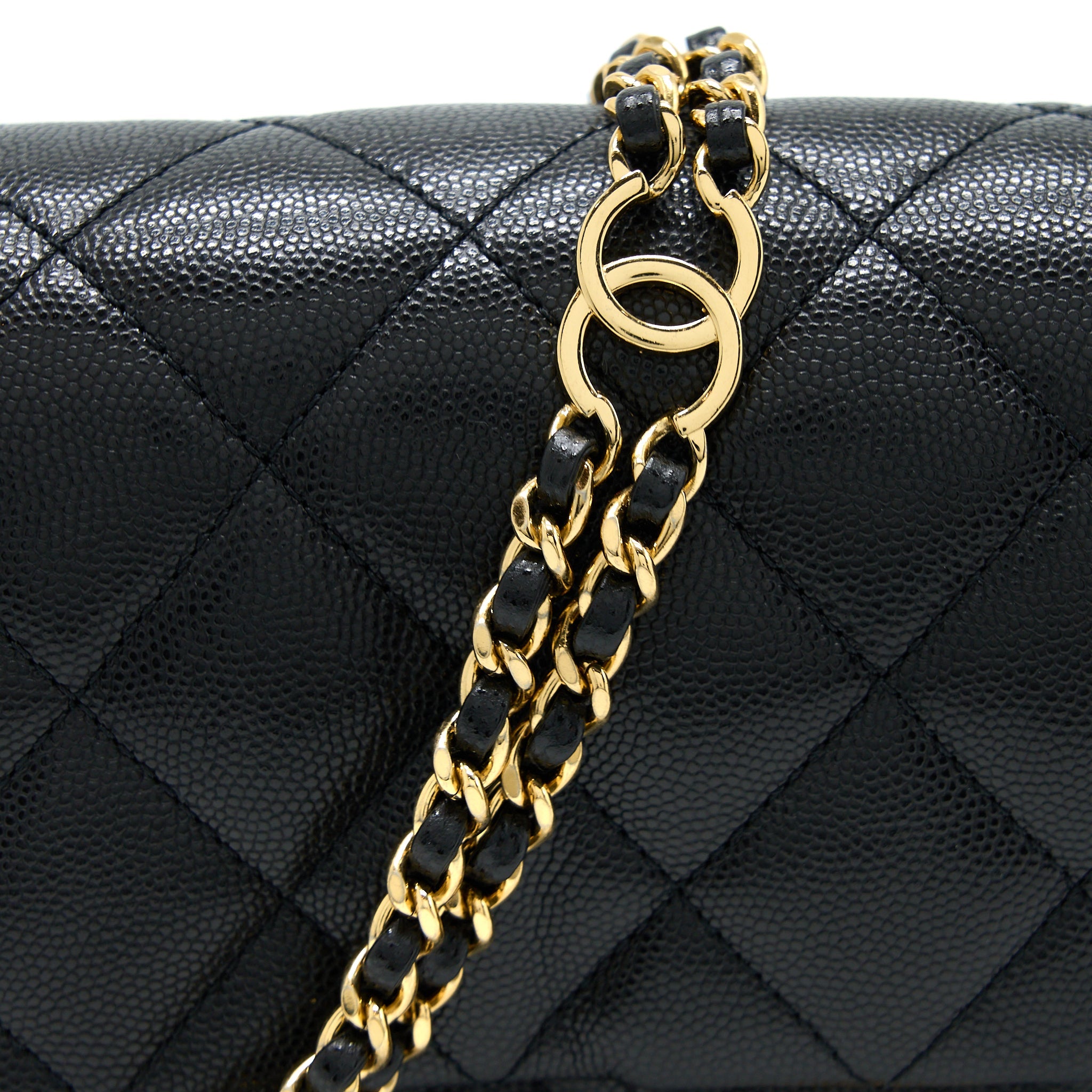 CHANEL 23C MINI FLAP BAG WITH CC LOGO CHAIN GRAINED CALFSKIN BLACK GHW (MICROCHIP)