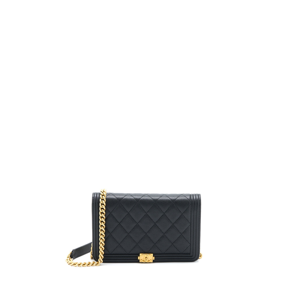 CHANEL BOY WALLET ON CHAIN CAVIAR BLACK GHW