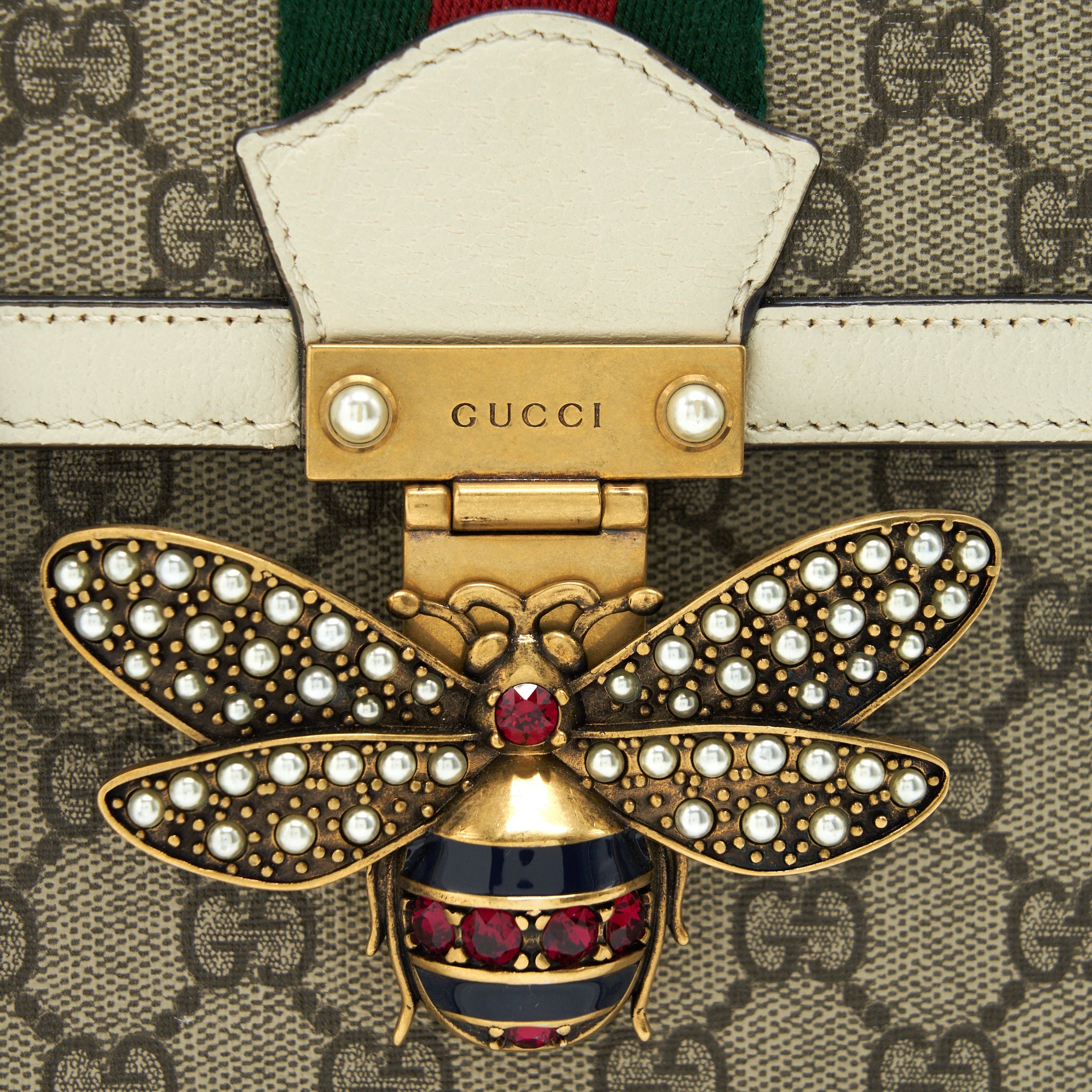 GUCCI QUEEN MARGRATE TOP HANDLE BAG GG SUPREME COATED CANVAS