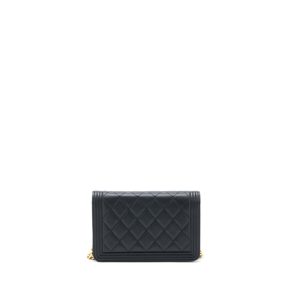 CHANEL BOY WALLET ON CHAIN CAVIAR BLACK GHW