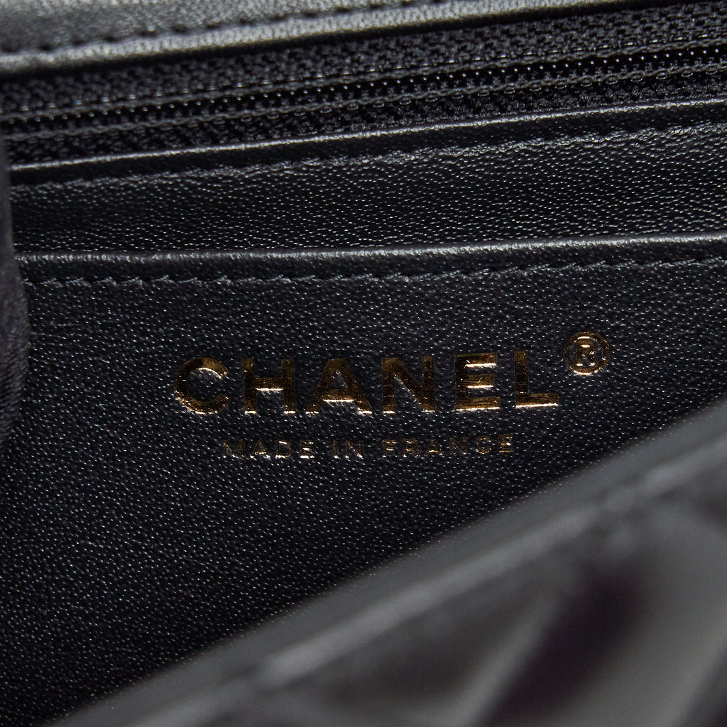 CHANEL MINI RECTANGULAR FLAP BAG LAMBSKIN BLACK LGHW