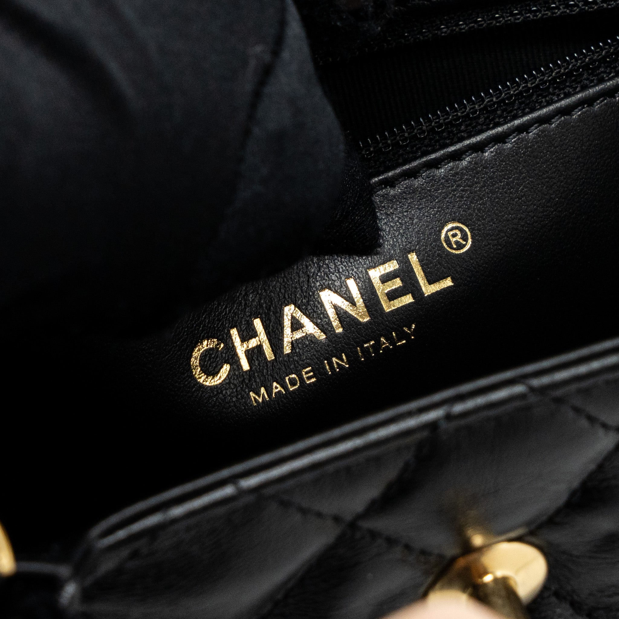 CHANEL 23K MINI SHOPPING TOTE CALFSKIN BLACK BRUSHED GHW(MICROCHIP)