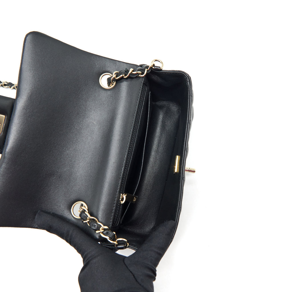 CHANEL MINI RECTANGULAR FLAP BAG LAMBSKIN BLACK LGHW
