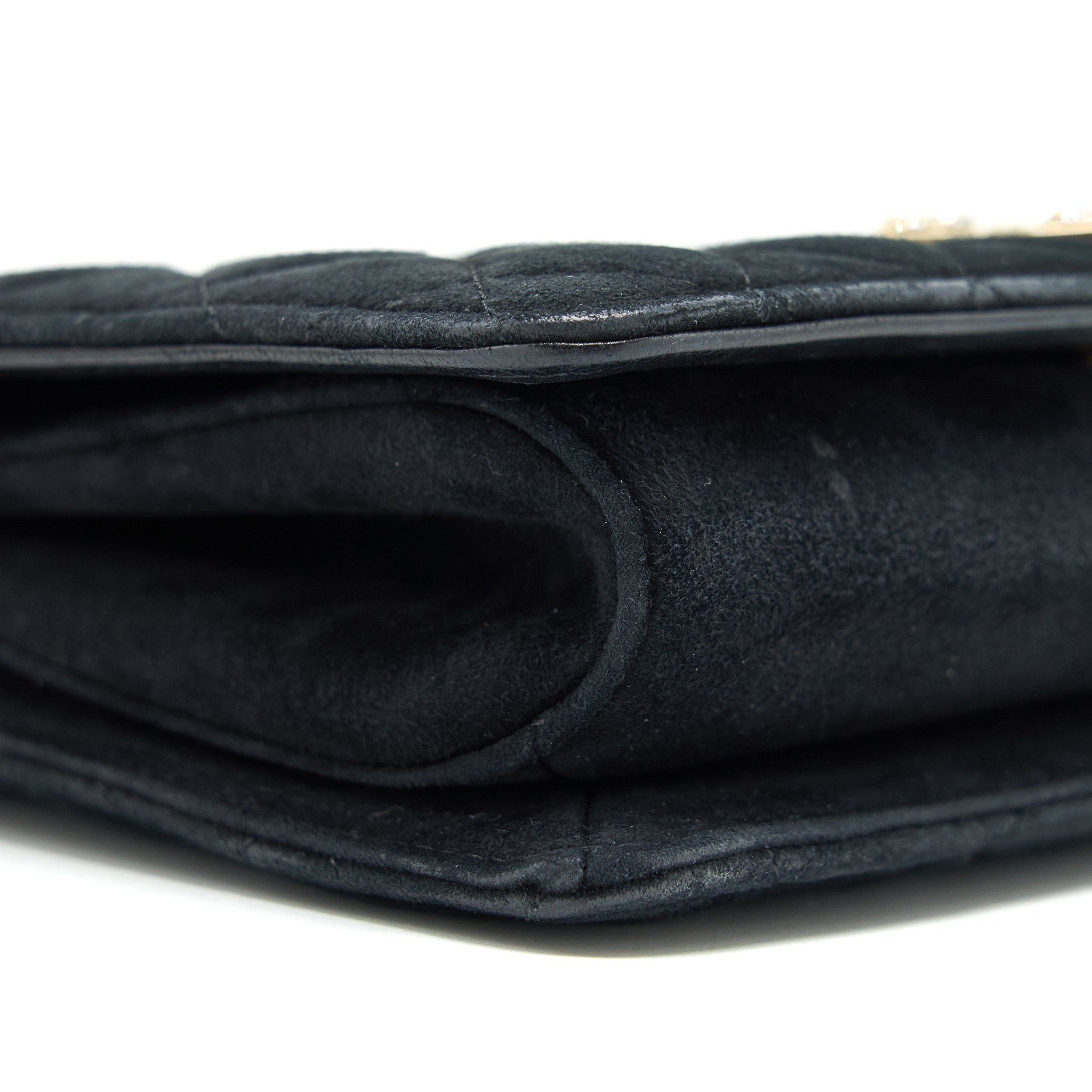 CHANEL QUILTED VELVET CC LOGO FLAP BAG BLACK LGHW