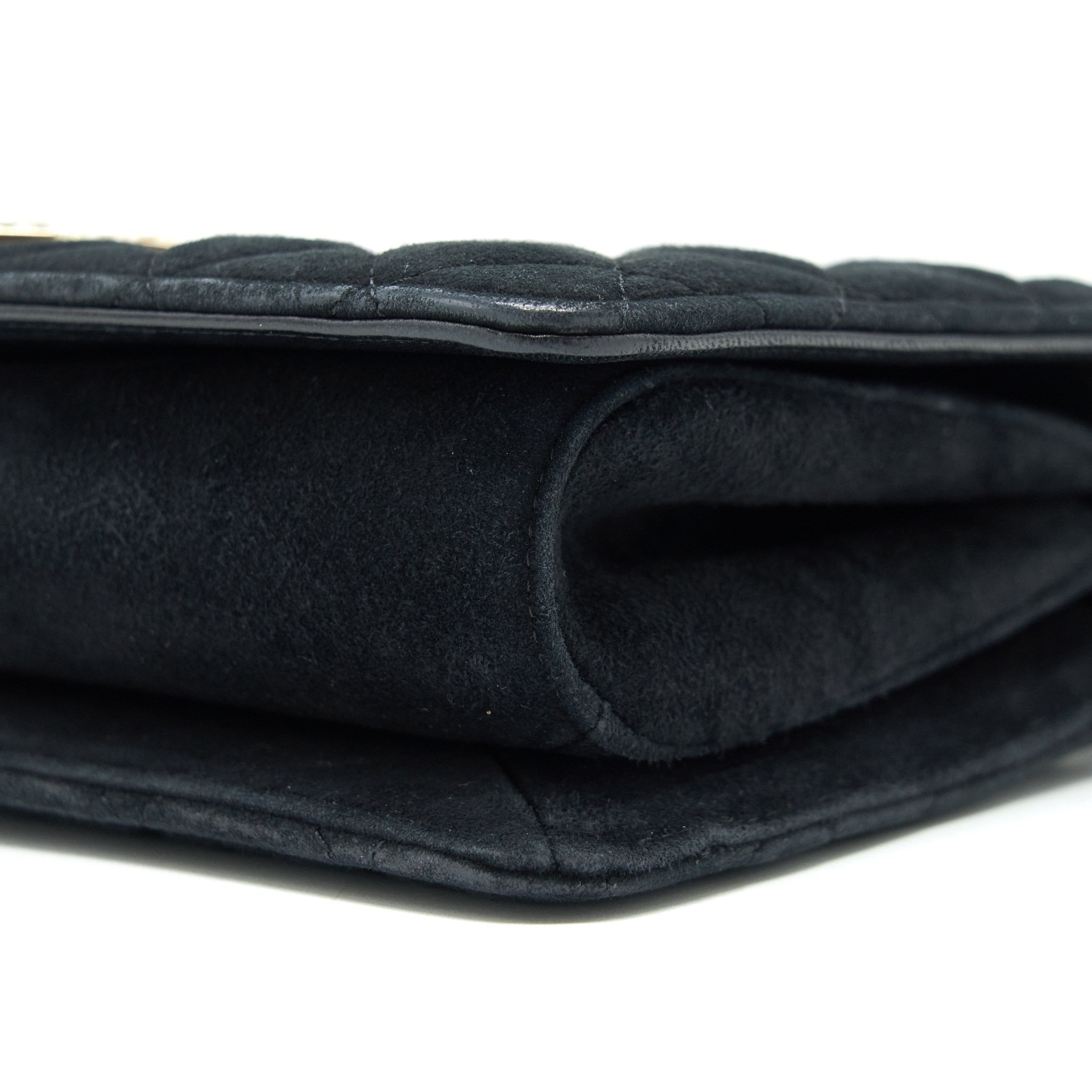 CHANEL QUILTED VELVET CC LOGO FLAP BAG BLACK LGHW
