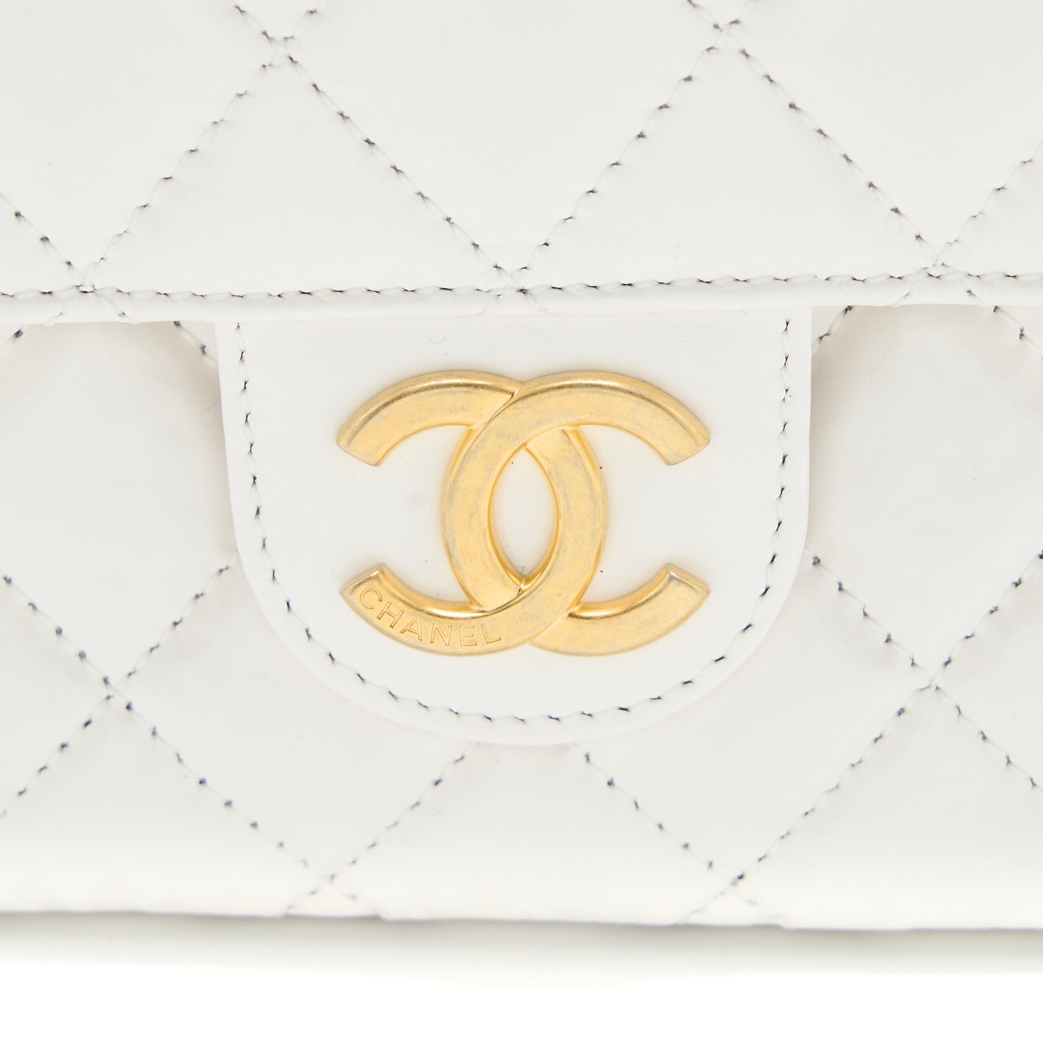 CHANEL 23C SMALL HOBO BAG SHINY CALFSKIN WHITE BRUSHED GHW (MICROCHIP)
