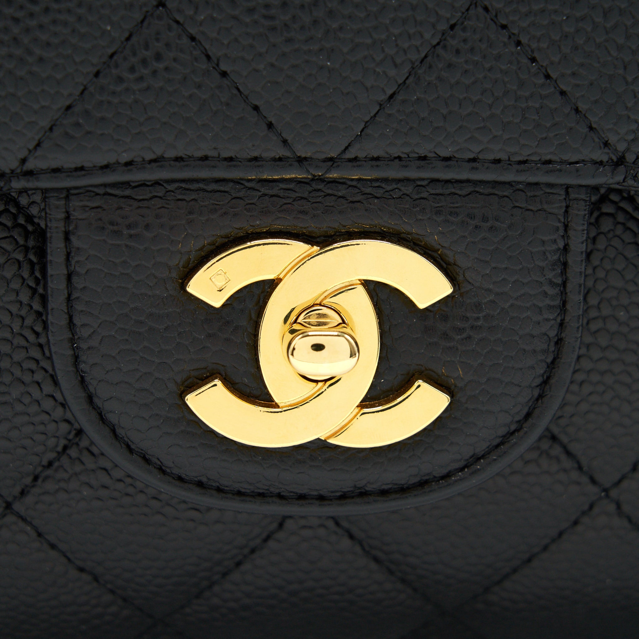 CHANEL VINTAGE JUMBO SINGLE FLAP CAVIAR BLACK GHW