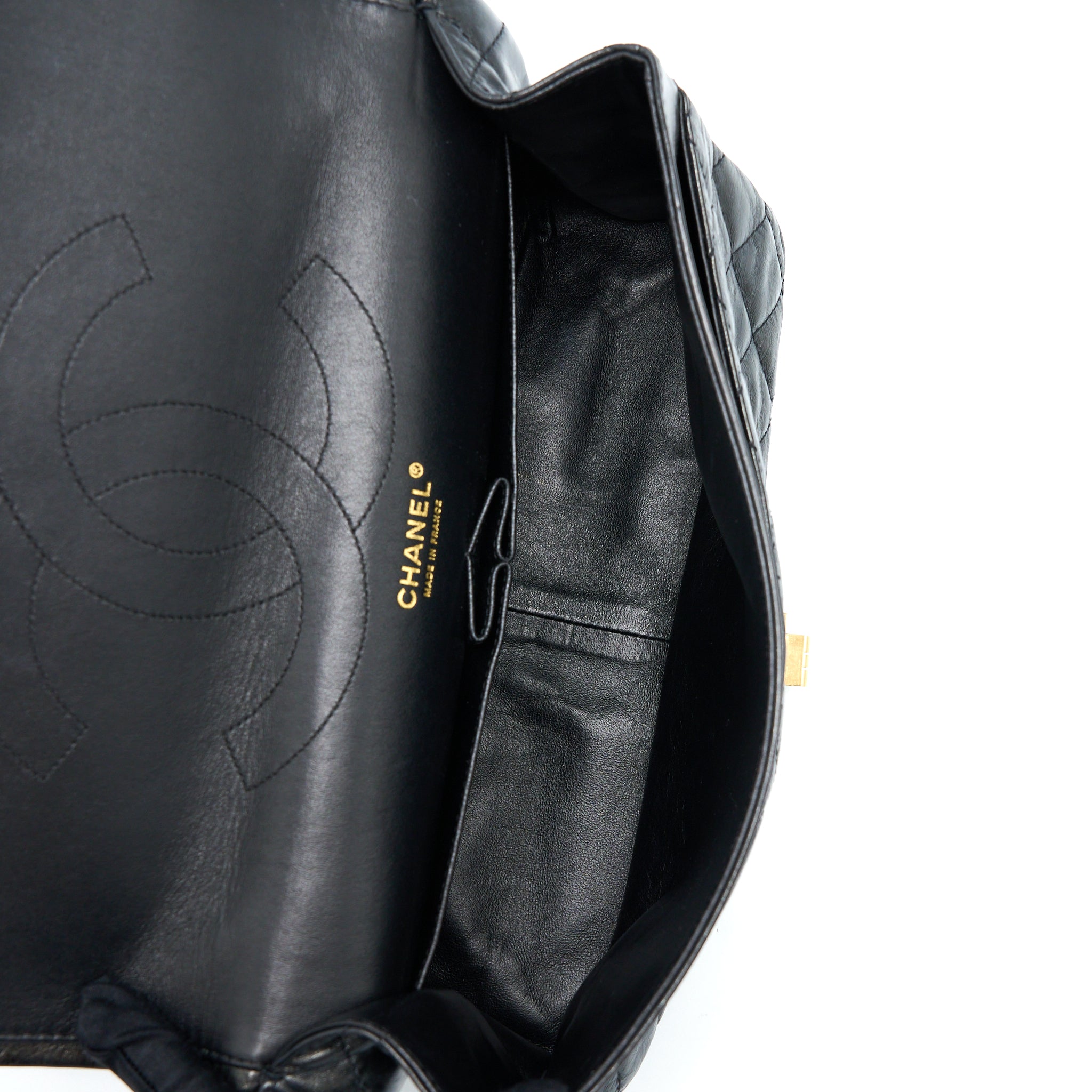 CHANEL 2.55 REISSUE 227 SHINY AGED CALFSKIN BLACK GHW