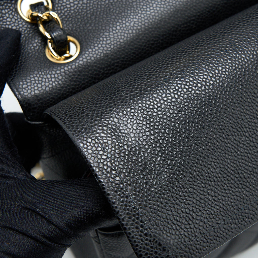 CHANEL JUMBO CLASSIC DOUBLE FLAP BAG CAVIAR BLACK GHW