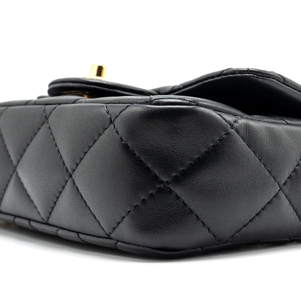 CHANEL 24S TOP HANDLE MINI FLAP BAG LAMBSKIN BLACK GHW (MICROCHIP)