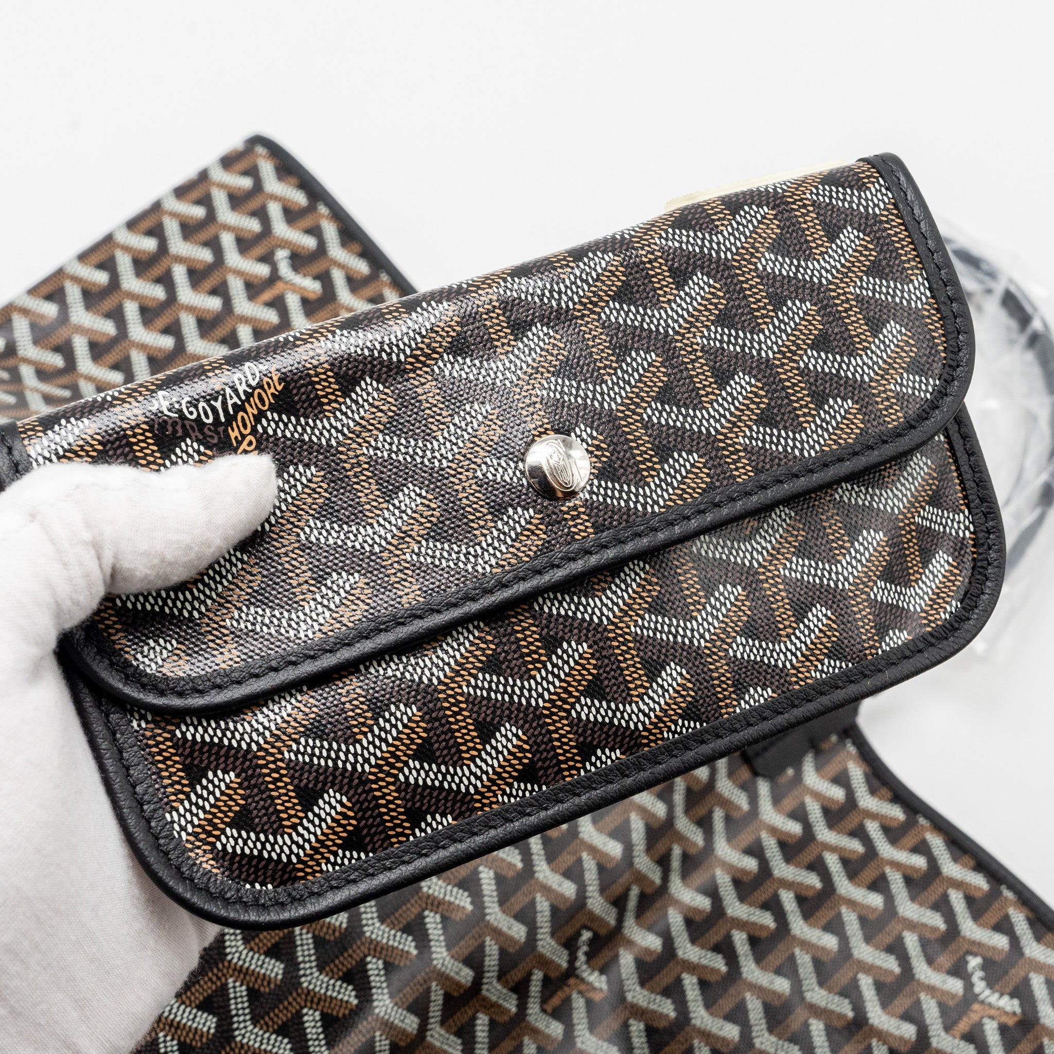 GOYARD SAINT LOUIS PM TOTE BAG GOYARDLINE CANVAS BLACK SHW