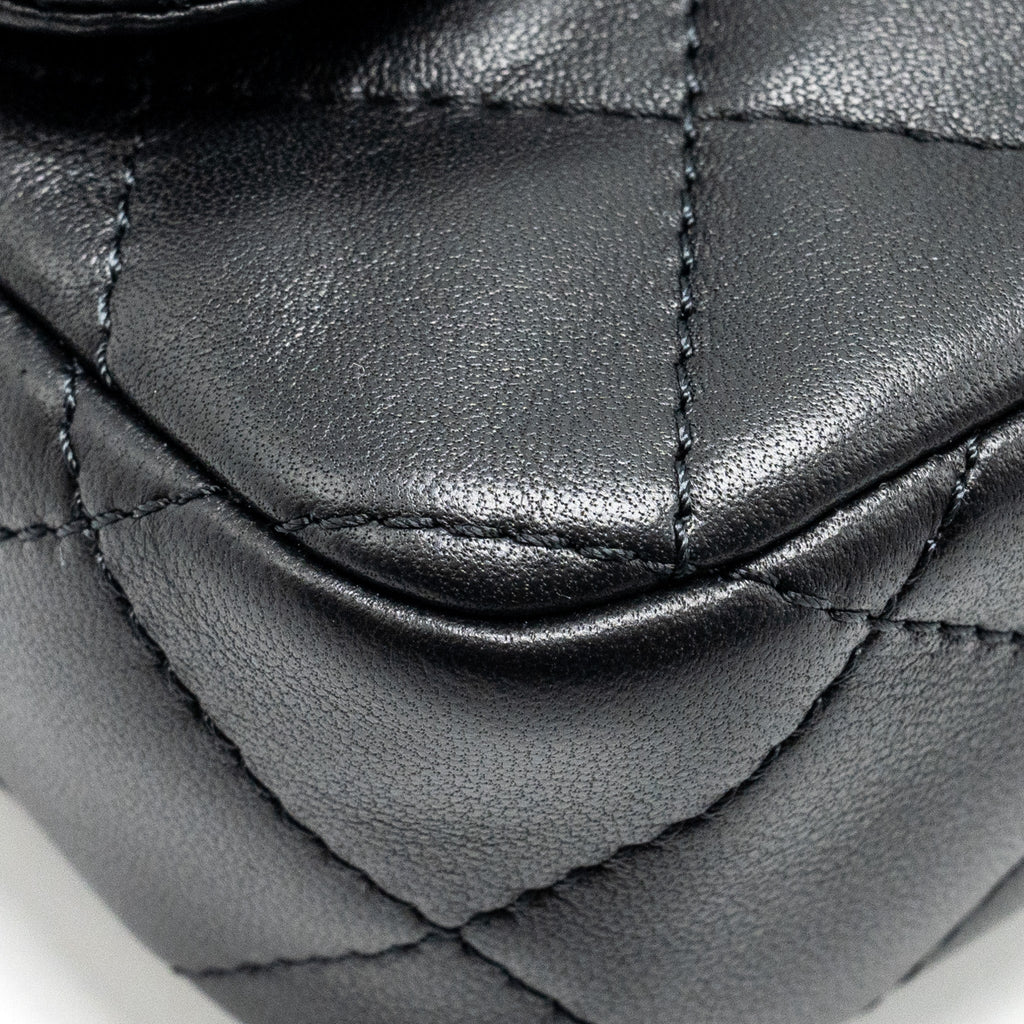 CHANEL 24S TOP HANDLE MINI FLAP BAG LAMBSKIN BLACK GHW (MICROCHIP)
