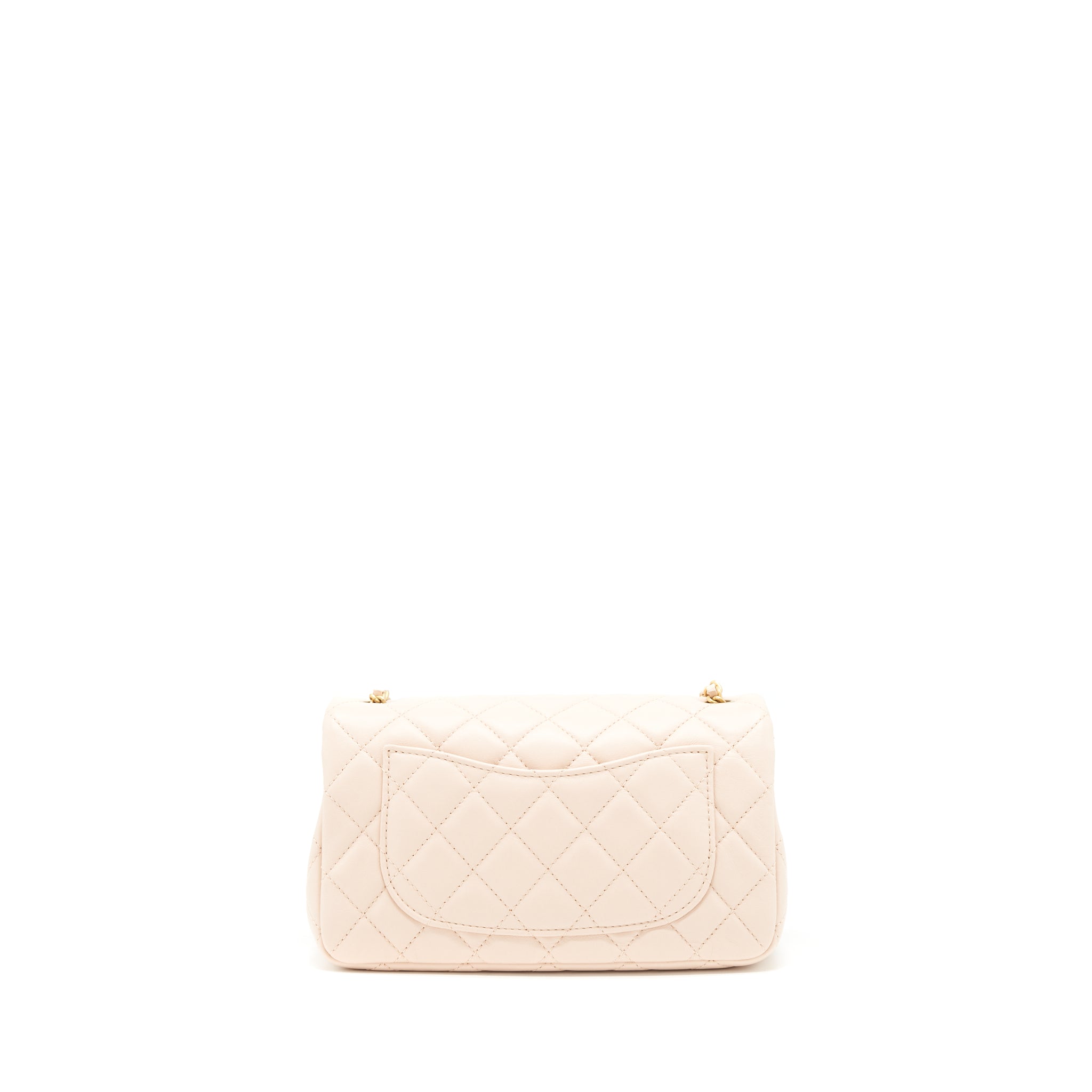 CHANEL 22C PEARL CRUSH MINI RECTANGULAR FLAP BAG LAMBSKIN LIGHT BERGE GHW (MICROCHIP)