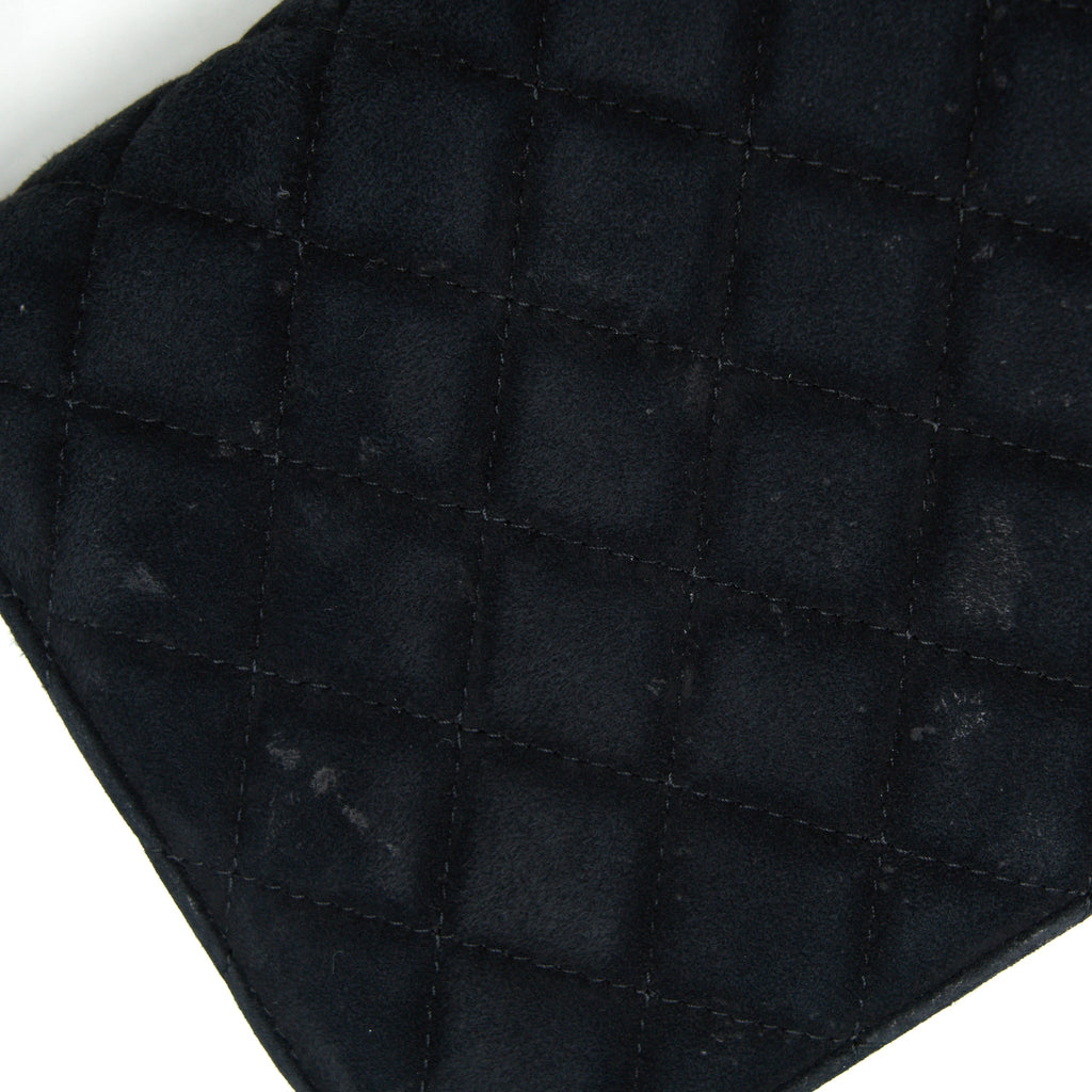 CHANEL QUILTED VELVET CC LOGO FLAP BAG BLACK LGHW