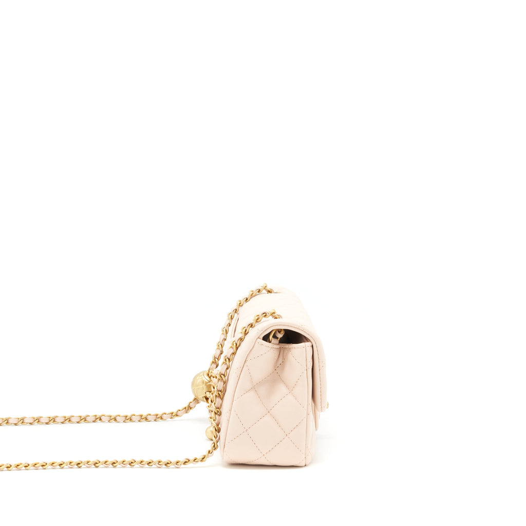 CHANEL 22C PEARL CRUSH MINI RECTANGULAR FLAP BAG LAMBSKIN LIGHT BERGE GHW (MICROCHIP)