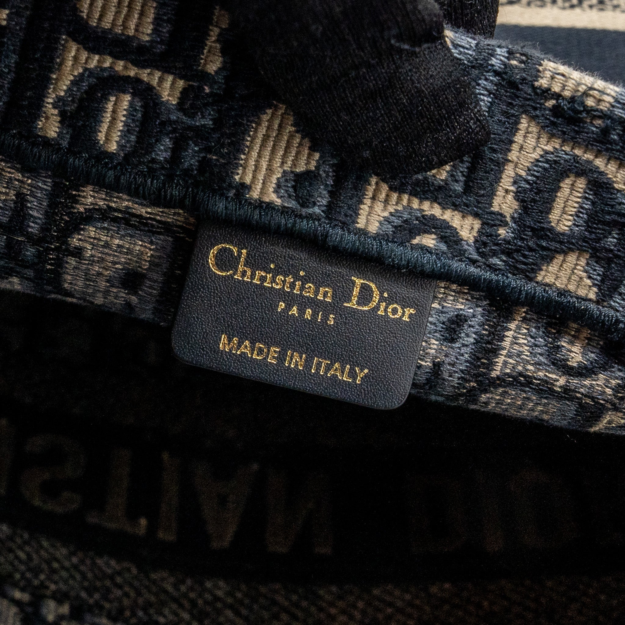 DIOR LARGE BOOK TOTE ECRU AND BLUE DIOR OBLIQUE EMBROIDERY