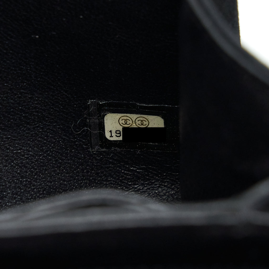 CHANEL QUILTED VELVET CC LOGO FLAP BAG BLACK LGHW