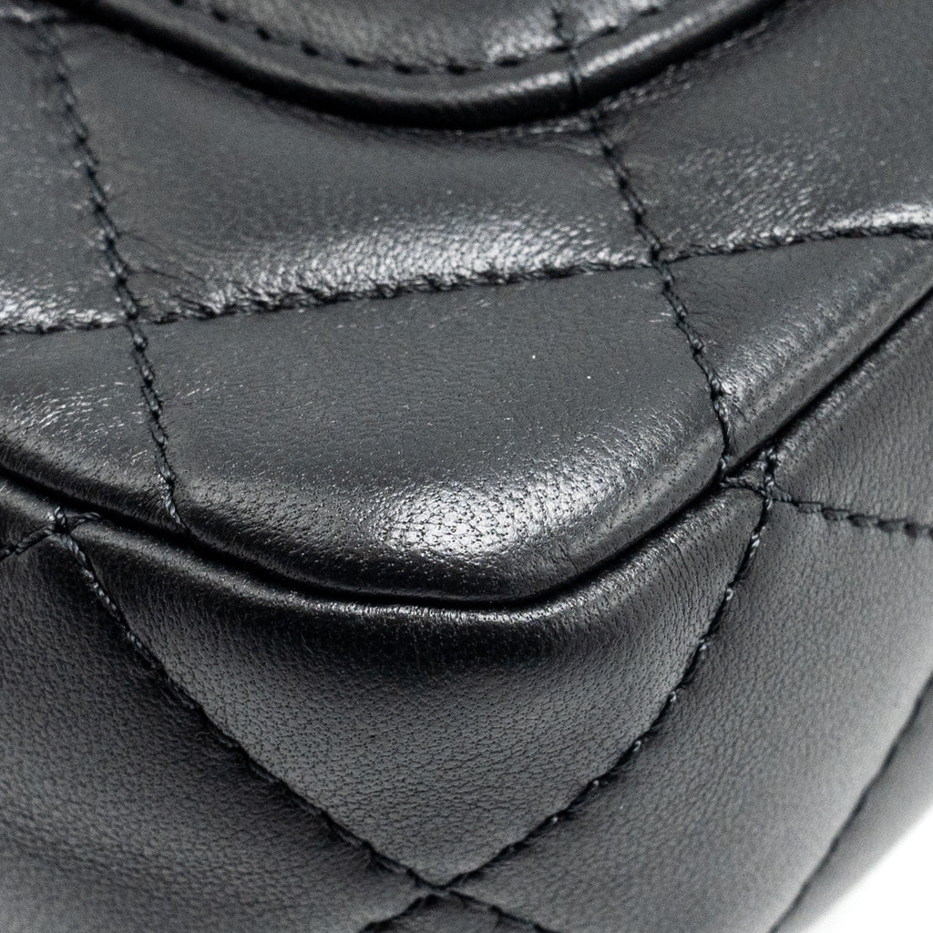 CHANEL 24S TOP HANDLE MINI FLAP BAG LAMBSKIN BLACK GHW (MICROCHIP)