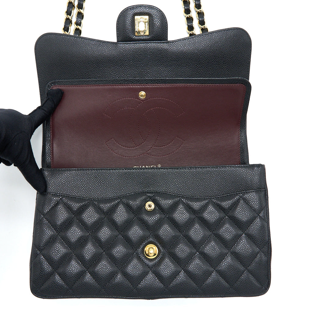 CHANEL JUMBO CLASSIC DOUBLE FLAP BAG CAVIAR BLACK GHW