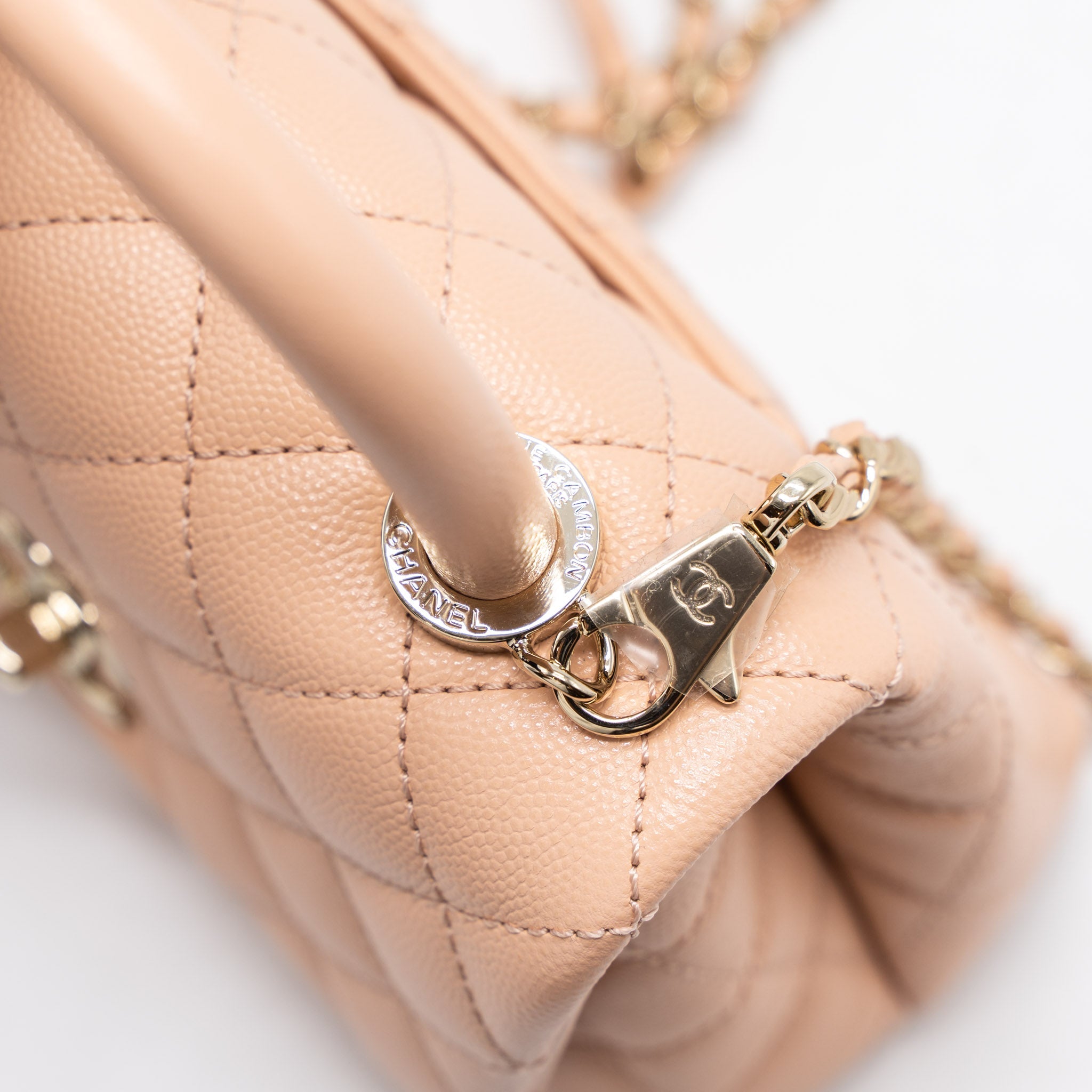 CHANEL MINI COCO HANDLE BAG CAVIAR LIGHT PINK LGHW