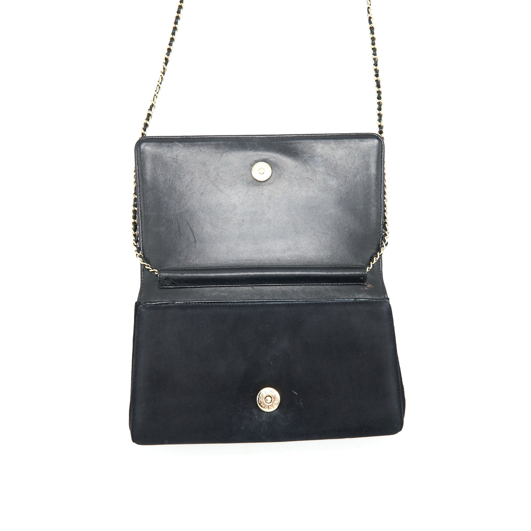 CHANEL QUILTED VELVET CC LOGO FLAP BAG BLACK LGHW