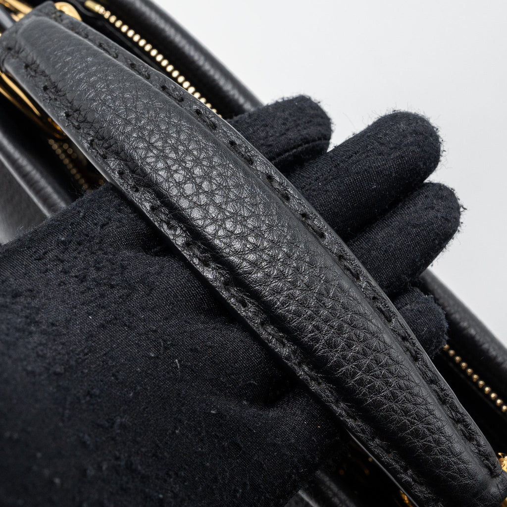 FENDI PEEKABOO FIT MINI SELLERIA BAG WITH TOPSTICHING LEATHER BLACK GHW