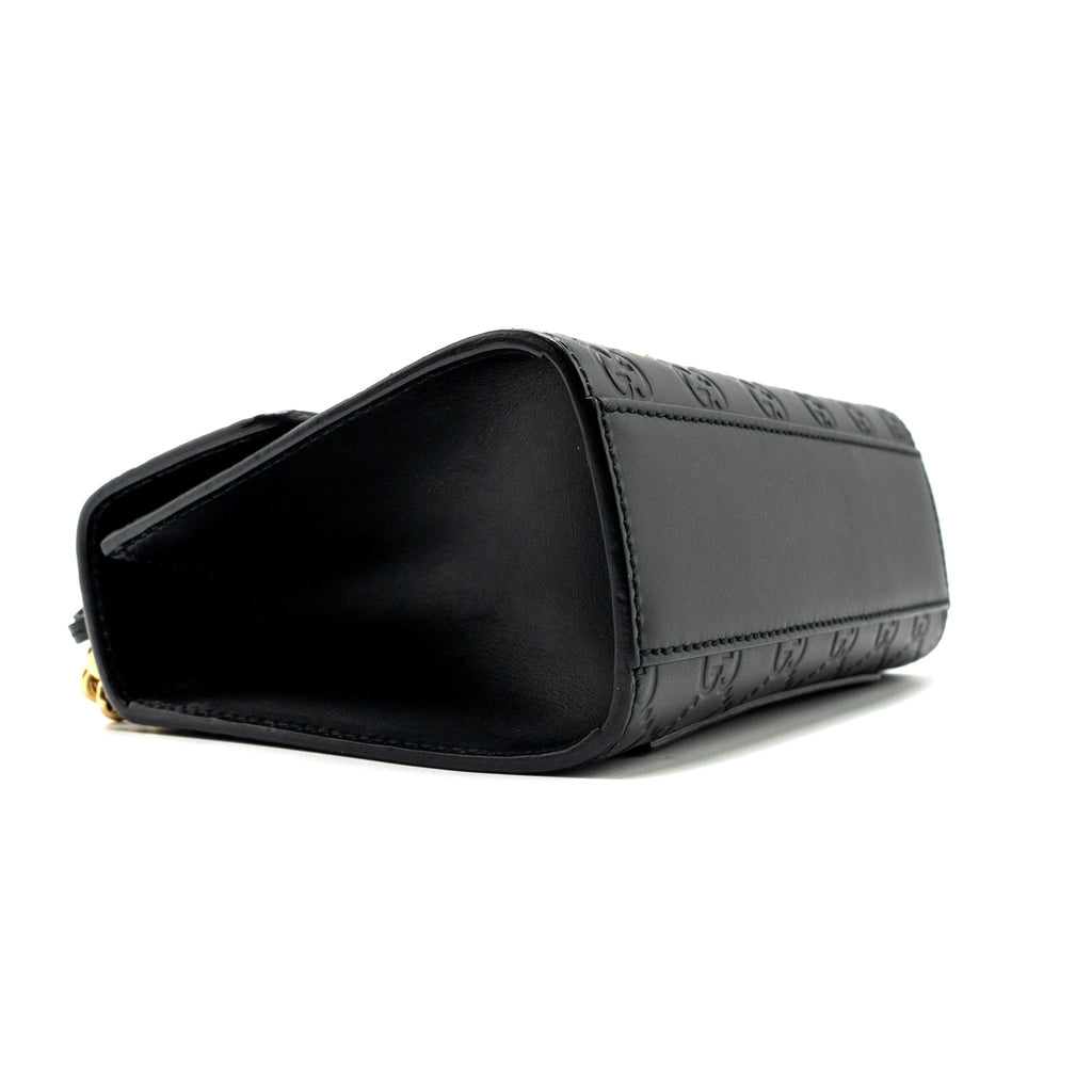 GUCCI PADLOCK CHAIN BAG CALFSKIN BLACK GHW