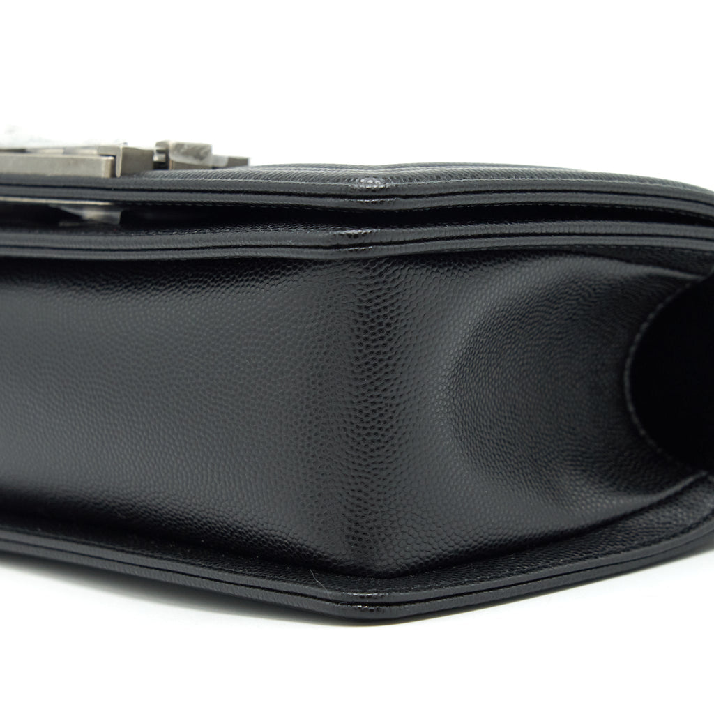 CHANEL SMALL BOY BAG CAVIAR BLACK RUTHENIUM SLIVER HARDWARE (MICROCHIP）