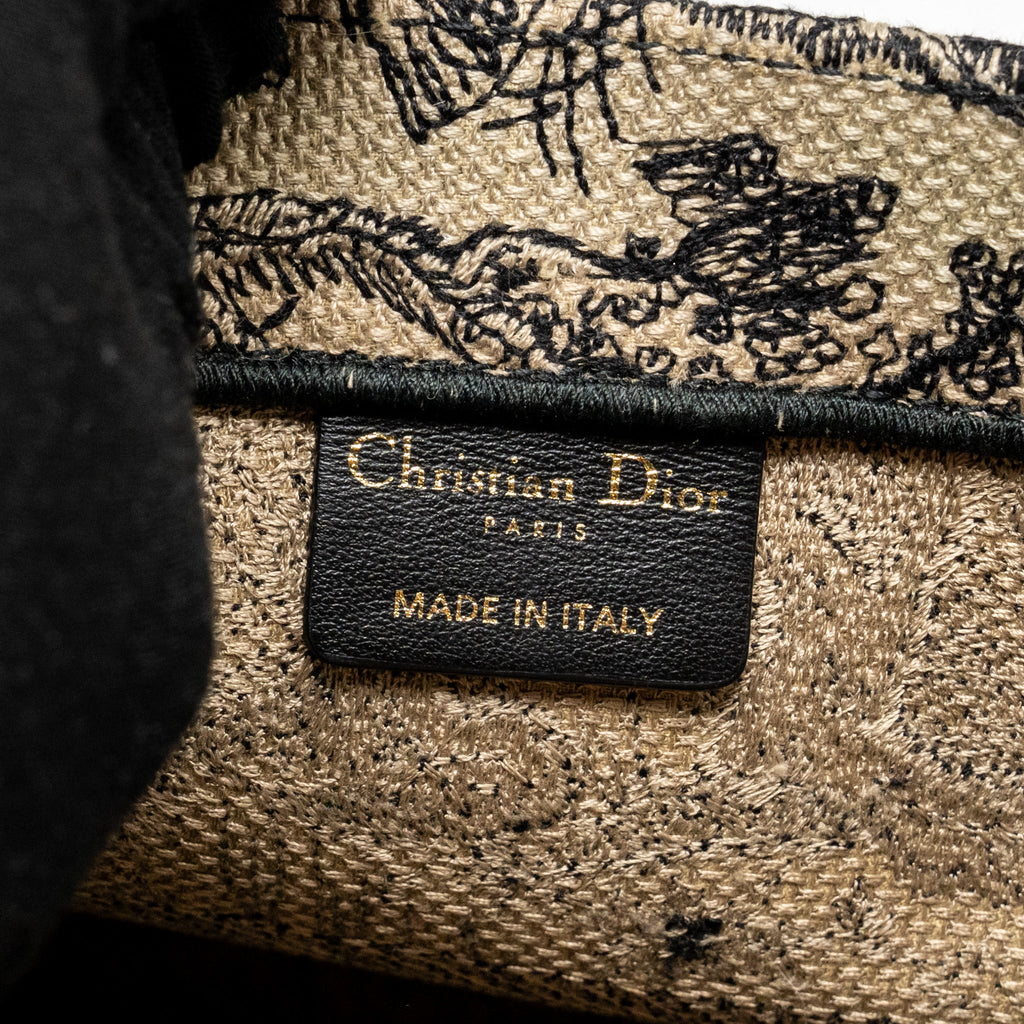 DIOR MEDIUM DIOR BOOK TOTE TOILE DE JOUY REVERSE EMBROIDERY CANVAS BEIGE