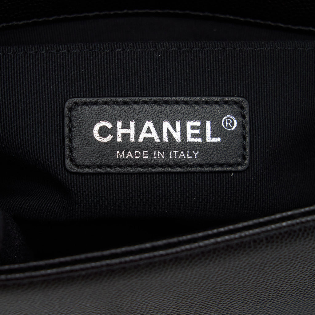 CHANEL SMALL BOY BAG CAVIAR BLACK RUTHENIUM SLIVER HARDWARE (MICROCHIP）