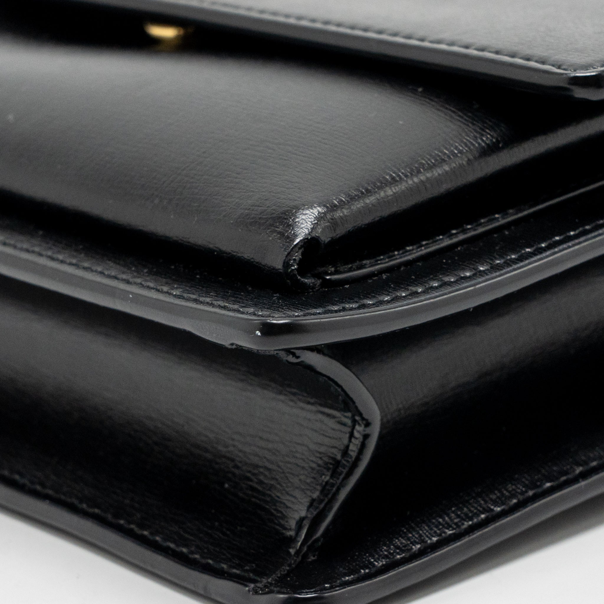 SAINT LAURENT/YSL MEDIUM TOP HANDLE SUNSET BAG CALFSKIN BLACK GHW
