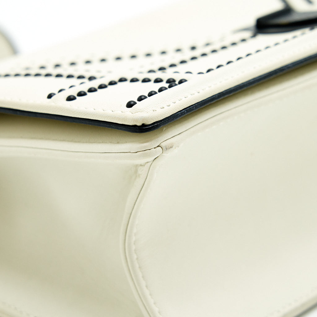DIOR SMALL DIORAMA STUDDED WHITE WITH BLACK HARDWARE