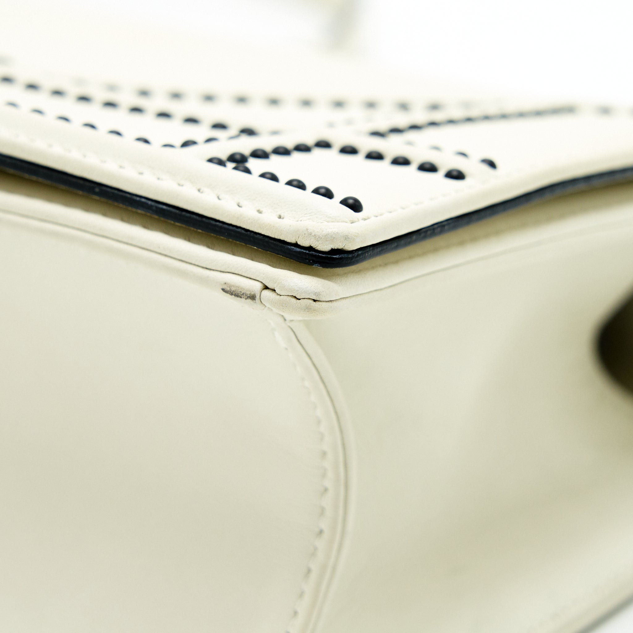 DIOR SMALL DIORAMA STUDDED WHITE WITH BLACK HARDWARE