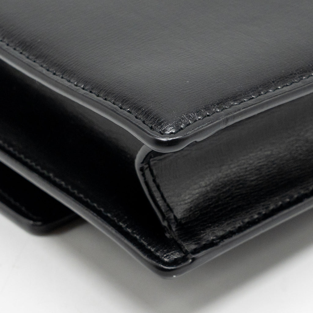 SAINT LAURENT/YSL MEDIUM TOP HANDLE SUNSET BAG CALFSKIN BLACK GHW