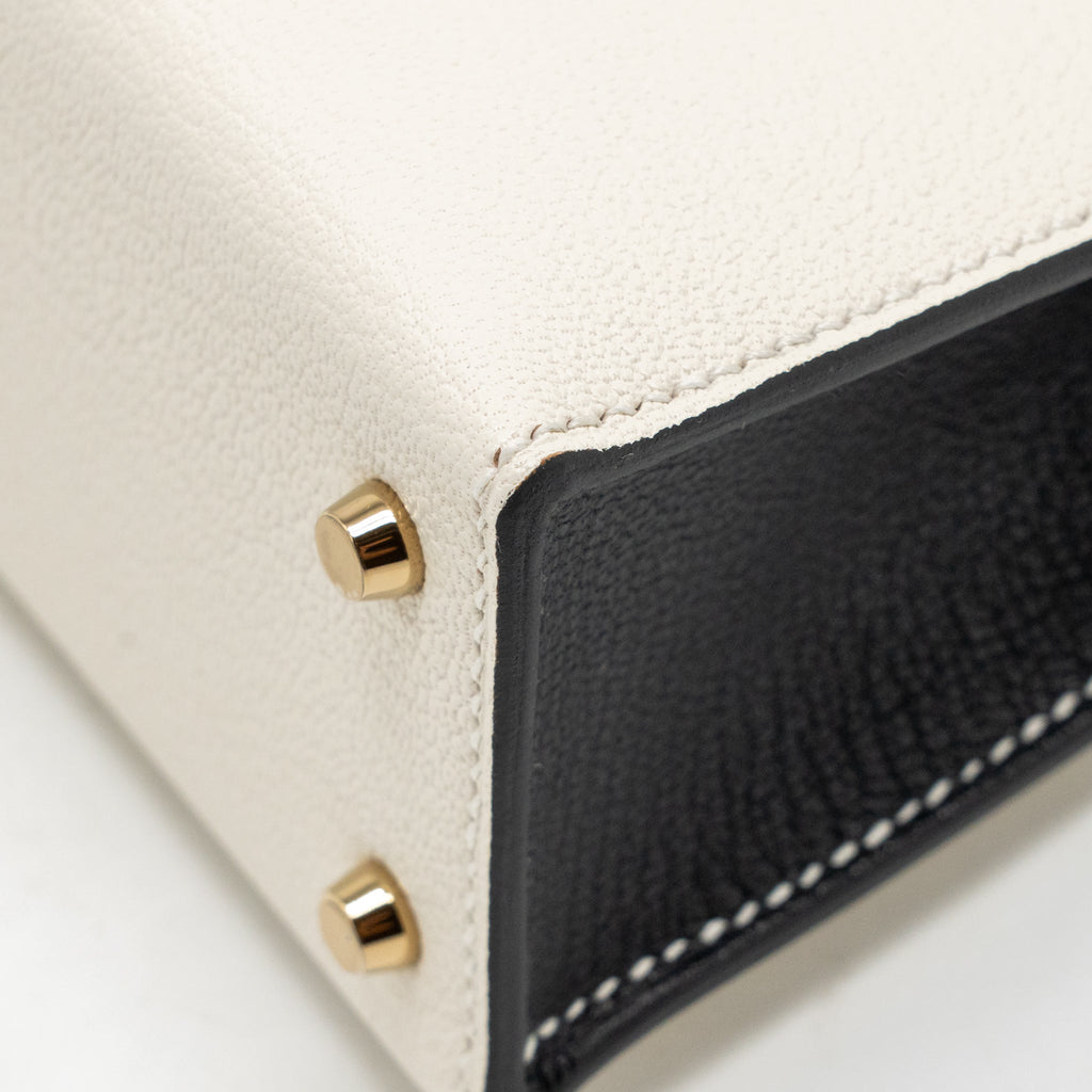 HERMES MINI KELLY II SPECIAL ORDER CHÈVRE MYSORE NATA/BLACK LGHW