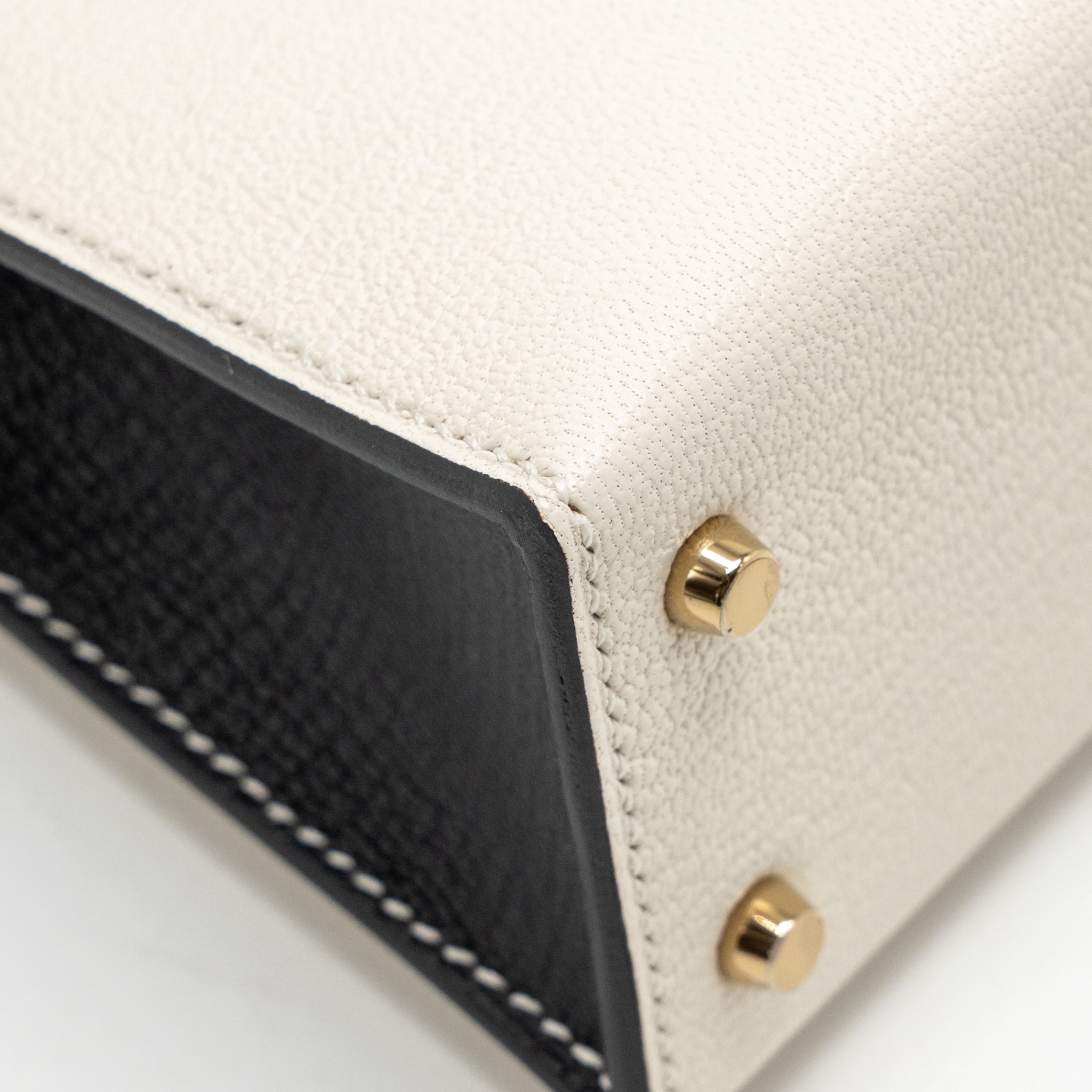 HERMES MINI KELLY II SPECIAL ORDER CHÈVRE MYSORE NATA/BLACK LGHW