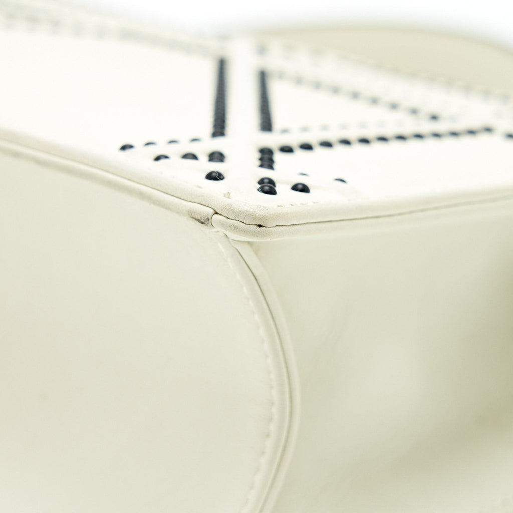 DIOR SMALL DIORAMA STUDDED WHITE WITH BLACK HARDWARE
