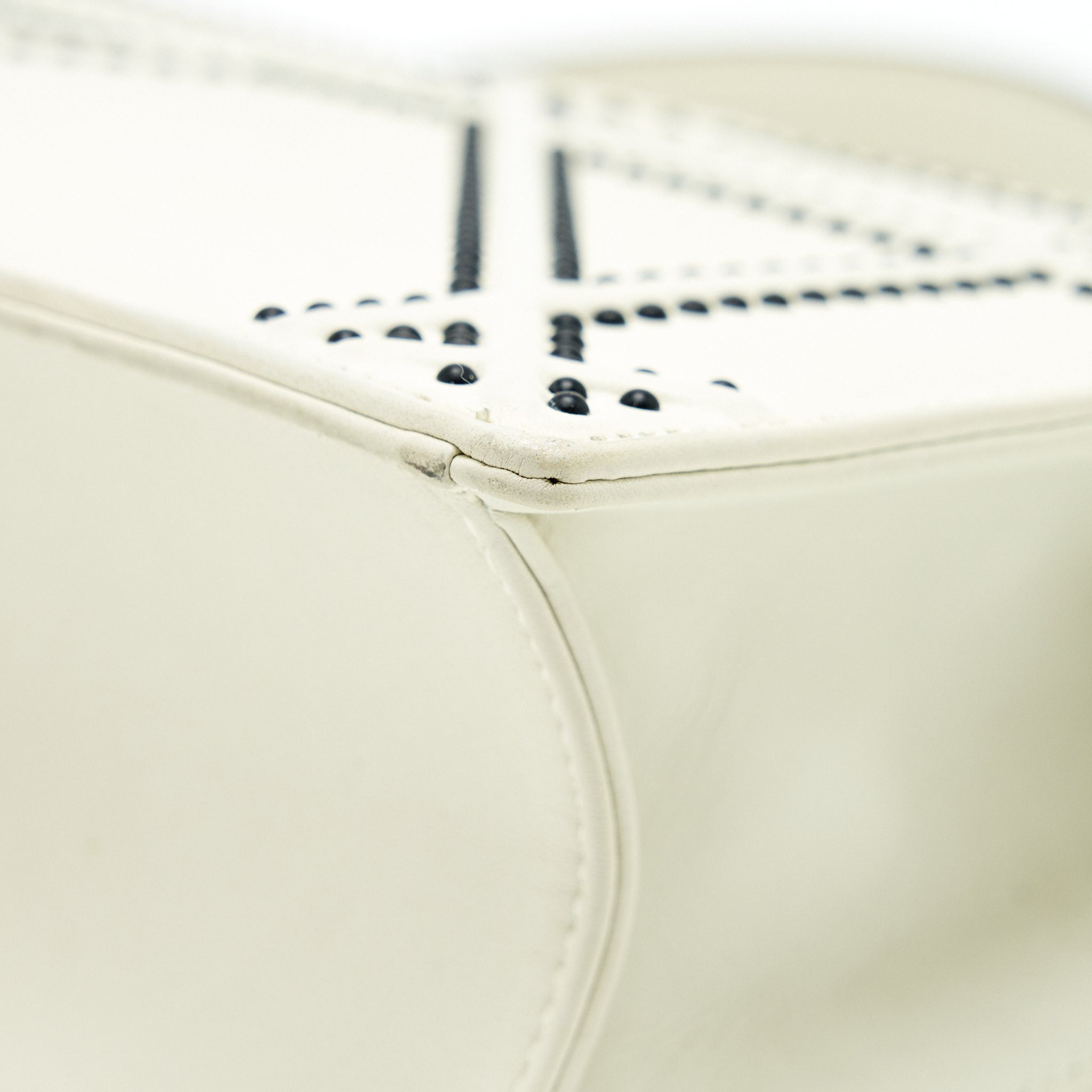 DIOR SMALL DIORAMA STUDDED WHITE WITH BLACK HARDWARE