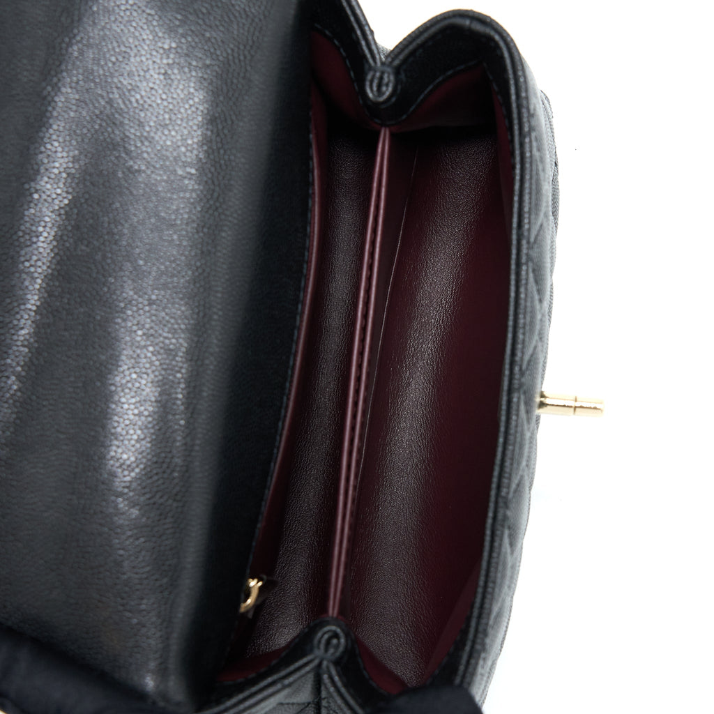 CHANEL SMALL COCO HANDLE FLAP BAG CAVIAR BLACK LGHW (MICROCHIP)