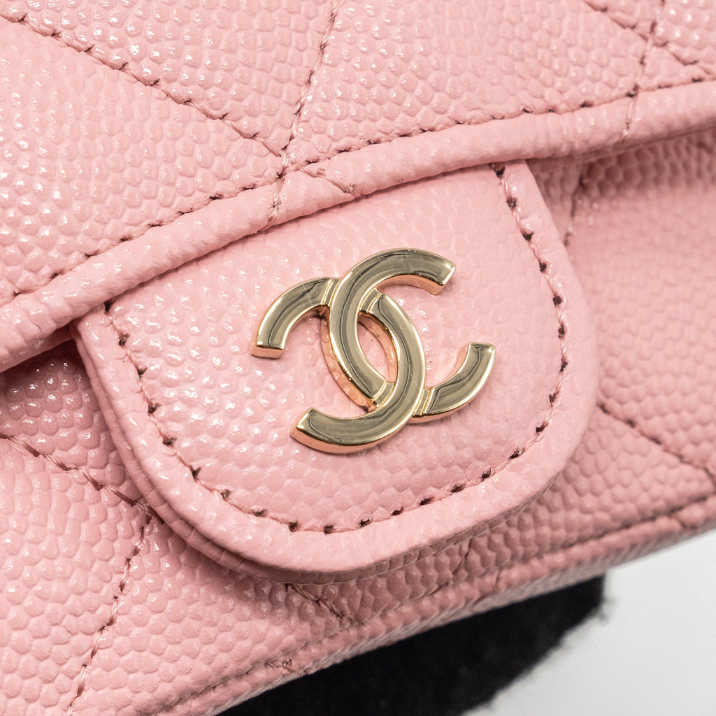 CHANEL MINI FLAP BELT BAG CAVIAR PINK LGHW